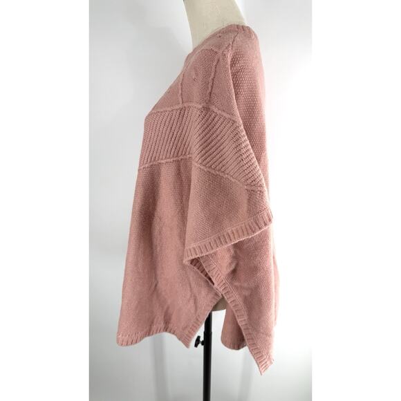 Ann Taylor Loft Women Bobble Pink Modern Poncho Sweater Wool Blend M/L Knit - Picture 4 of 8